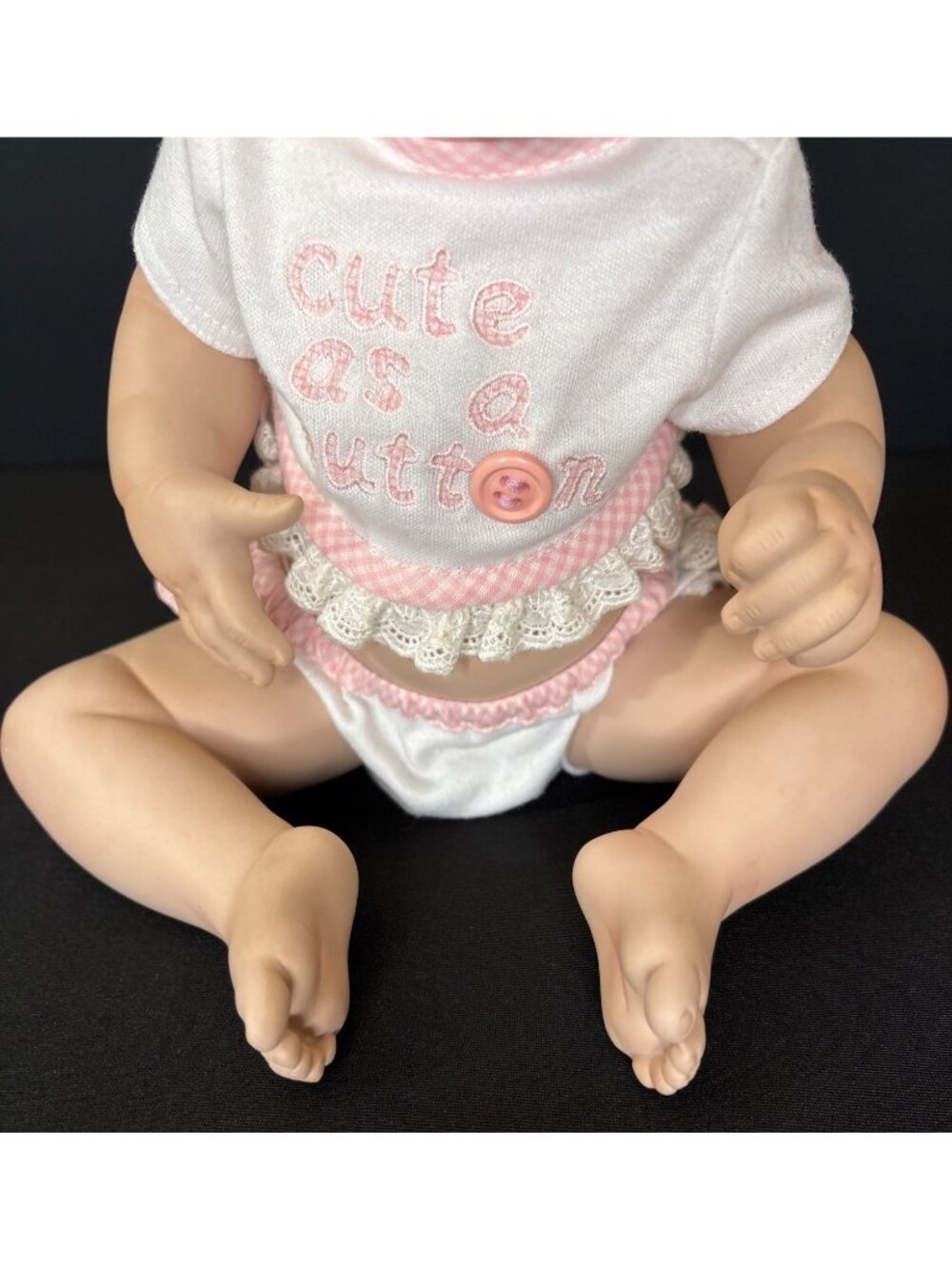 Ashton-Drake Galleries 1993 "Cute As A Button" Baby Doll Blonde Hair Pink Outfit - Picture 11 of 16